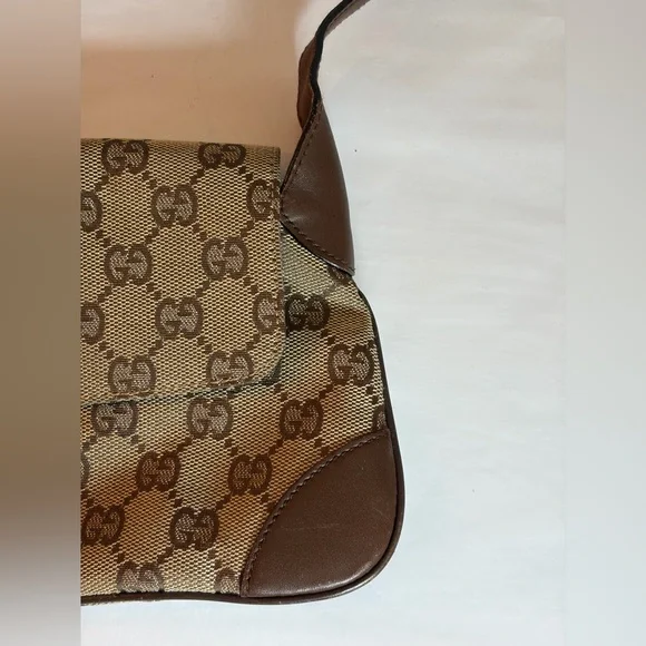 Vintage Gucci, Jackie O Bag GG Supreme Canvas & Brown Leather Bag UNISEX - Picture 5 of 13